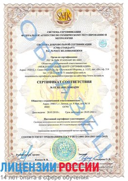 Образец сертификата соответствия Черноголовка Сертификат ISO 14001